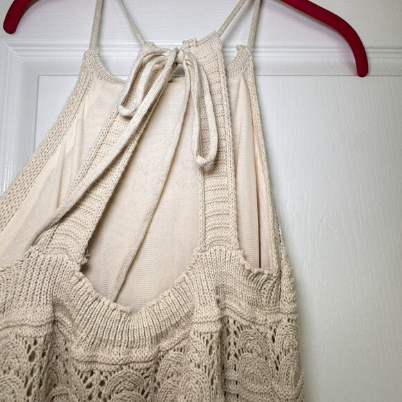 Miou Muse Abigale Crochet Maxi Dress Cream Boho Knit APIARI Size Large - Picture 11 of 11